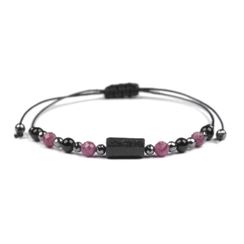 Bransoletka celebrytka czarny TURMALIN RUBIN HEMATYT ochrona i optymizm